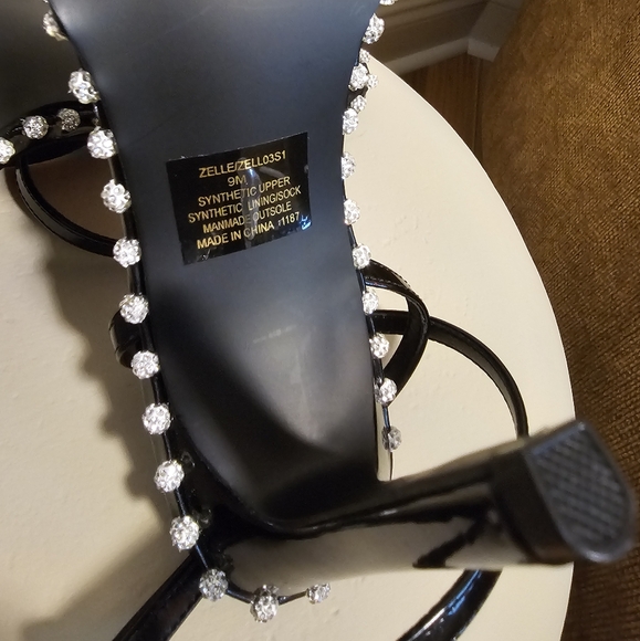 Steve Madden Women's Zelle Rhinestone Sandals, Black, Size 9M - Picture 6 of 7